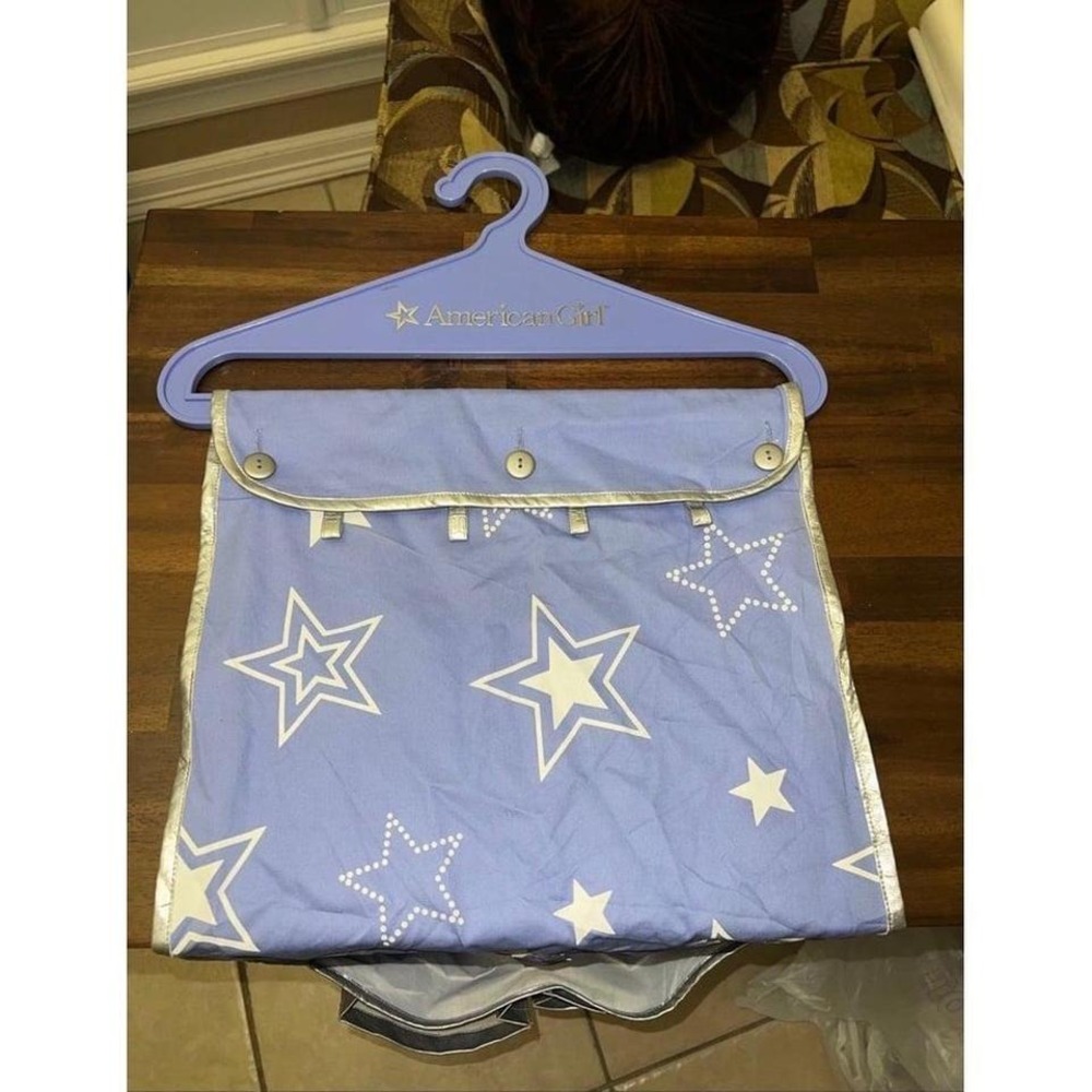 American Girl Doll Clothing Storage Caddy Purple Silver Organizer